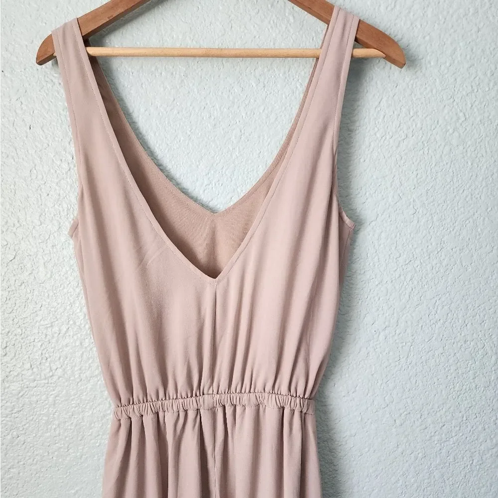 Show Me Your MuMu Soft Cream Tan Pink Sleeveless V-Neck Maxi Dress
